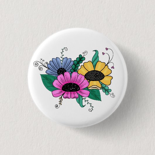 Bunte, kühne Florals Button (Vorderseite)