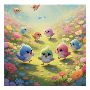 Bunte Küken Poster