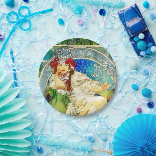 Bunte Kunst Nouveau Prinzessin Hyacinth Mucha Pappteller (Party)