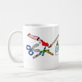 Bunte Künste und macht Versorgungs-Tasse in Kaffeetasse (Links)