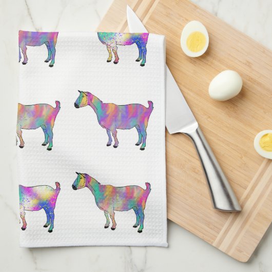 Bunte künstlerische Ziegen stehend auf Handtuch (Viertel Falte)