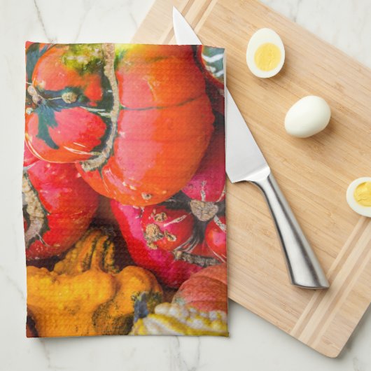 Bunte Kürbis Geschirrtuch (Viertel Falte)