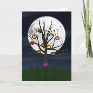 Bunte Kürbislaterne-Baum-Gruß-Karte Karte