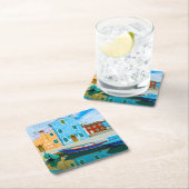 Bunte Lagune der Boots-Szenen-|Venetian Rechteckiger Pappuntersetzer (Vor Ort)