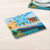 Bunte Lagune der Boots-Szenen-|Venetian Rechteckiger Pappuntersetzer (angewinkelt)