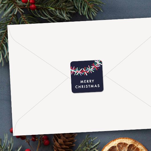 Bunte Lametta-Girlande Frohe Weihnachten Aufkleber