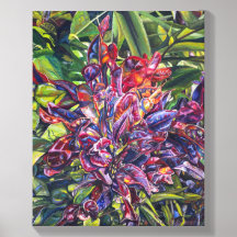 Bunte, lebendige Blumenmalerei von Croton-Blättern