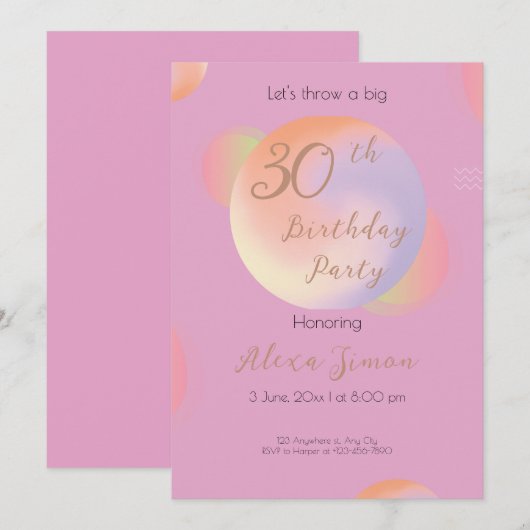 Bunte, lebendige Geburtstagsparty Einladung (Vorne/Hinten)