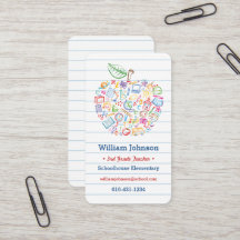 Bunte Lehrer-Apple-Visitenkarte