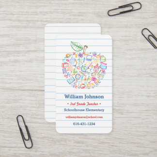 Bunte Lehrer-Apple-Visitenkarte Visitenkarte