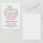 Bunte Lehrer-Apple-Visitenkarte Visitenkarte (Vorne/Hinten)