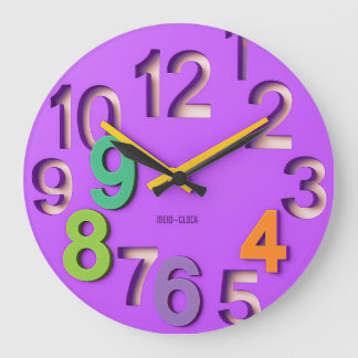 Bunte Lernuhr mit lila Hintergrund Große Wanduhr
