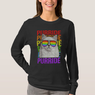 Bunte LGBT Purride Gay Pride Regenbogenflagge Katz T-Shirt