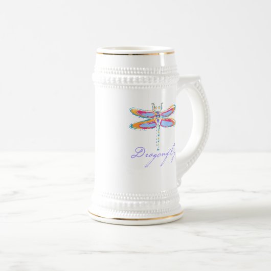 Bunte Libelle Bierglas (VorderseiteRechts)