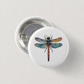 Bunte Libelle Button (Vorne & Hinten)