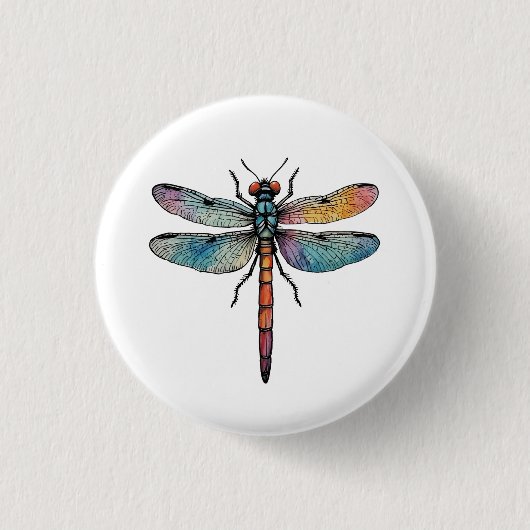 Bunte Libelle Button (Vorderseite)