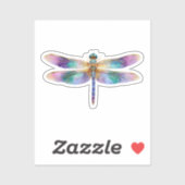 Bunte Libelle – Irisierende Naturkunst Aufkleber (Blatt)