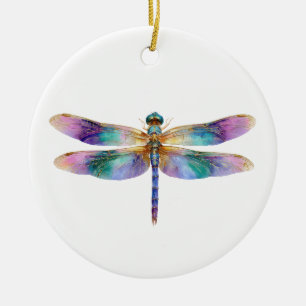 Bunte Libelle – Irisierende Naturkunst Keramik Ornament