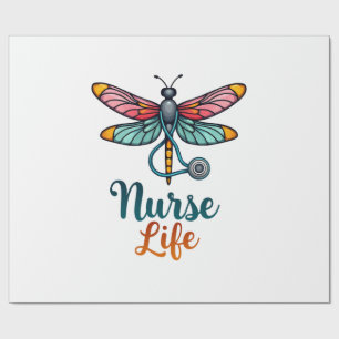 Bunte Libelle Krankenpfleger Leben T-Shirt (2) Geschenkpapier