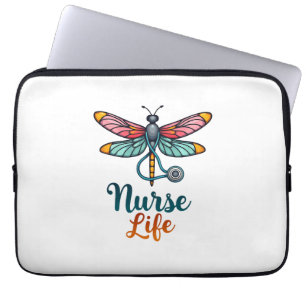 Bunte Libelle Krankenpfleger Leben T-Shirt (2) Laptopschutzhülle
