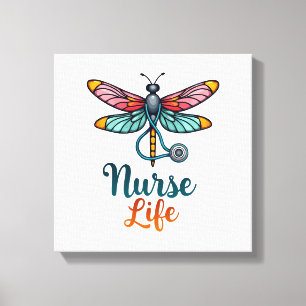 Bunte Libelle Nurse Life T-Shirt (2) Leinwanddruck
