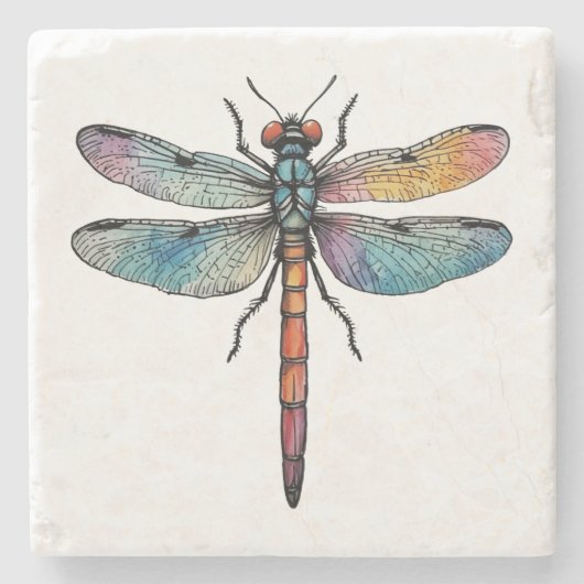 Bunte Libelle Steinuntersetzer (Vorderseite)
