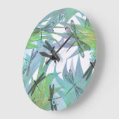 Bunte Libellen im Laub abstrakt Große Wanduhr (Winkel)
