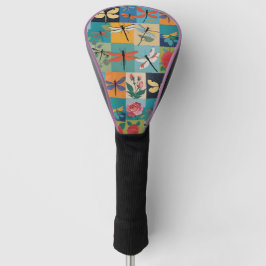 Bunte Libellen und Rosen Patchwork Golf Headcover