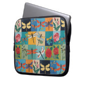 Bunte Libellen und Rosen Patchwork Laptopschutzhülle (Vorderseite Links)