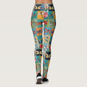 Bunte Libellen und Rosen Patchwork Leggings (Rückseite)