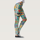 Bunte Libellen und Rosen Patchwork Leggings (Rechts)