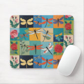 Bunte Libellen und Rosen Patchwork Mousepad (Mit Mouse)