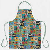 Bunte Libellen und Rosen Patchwork Schürze (Vorderseite)