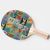 Bunte Libellen und Rosen Patchwork Tischtennis Schläger (Seitenansicht)