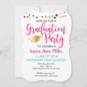 Bunte Licht-rosa GoldAbschluss-Party Einladung (Vorderseite)