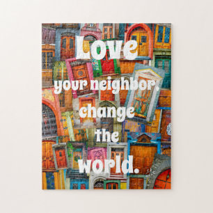 Bunte Liebe deinen Nächsten Vintage-Türen Collage Puzzle