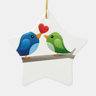 Bunte Liebevögel Keramik Ornament