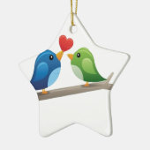 Bunte Liebevögel Keramik Ornament (Links)