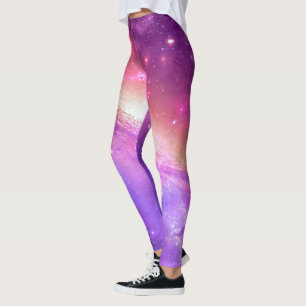 Bunte lila Leggings der Galaxie-Grafik-