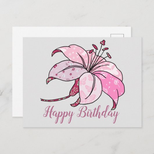 bunte Lilie Postkarte (Vorne/Hinten)