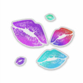 Bunte Lippen mit Liebe & Küssen Aufkleber (Vorderseite)