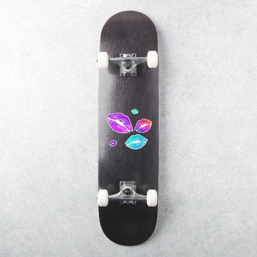 Bunte Lippen mit Liebe & Küssen Aufkleber (Skateboard)
