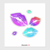 Bunte Lippen mit Liebe & Küssen Aufkleber (Blatt)