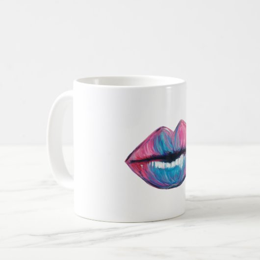 Bunte Lippenkunst Kaffeetasse (Vorderseite Links)
