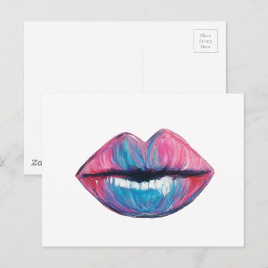 Bunte Lippenkunst Postkarte (Vorne/Hinten)