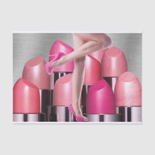 Bunte Lippenstifte u. Dame In High Heels Seidenpapier (Vorderseite)