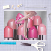Bunte Lippenstifte u. Dame In High Heels Seidenpapier (Handwerk)
