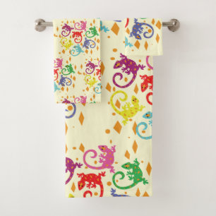 Bunte Lizards Badhandtuch Set