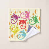 Bunte Lizards Badhandtuch Set (Waschlappen)