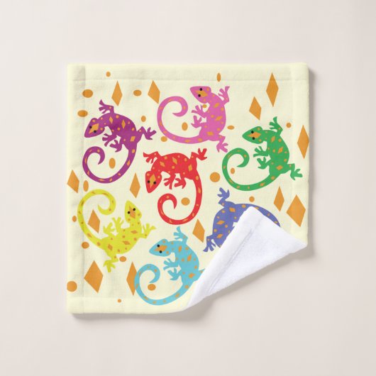 Bunte Lizards Badhandtuch Set (Waschlappen)